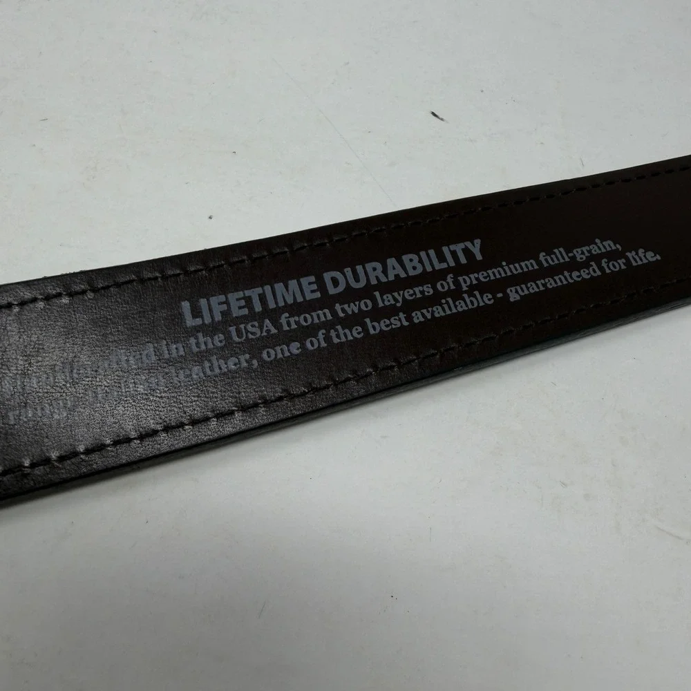Duluth Trading Co Belt Mens 42 85362 Dark Brown Full Grain Leather EUC